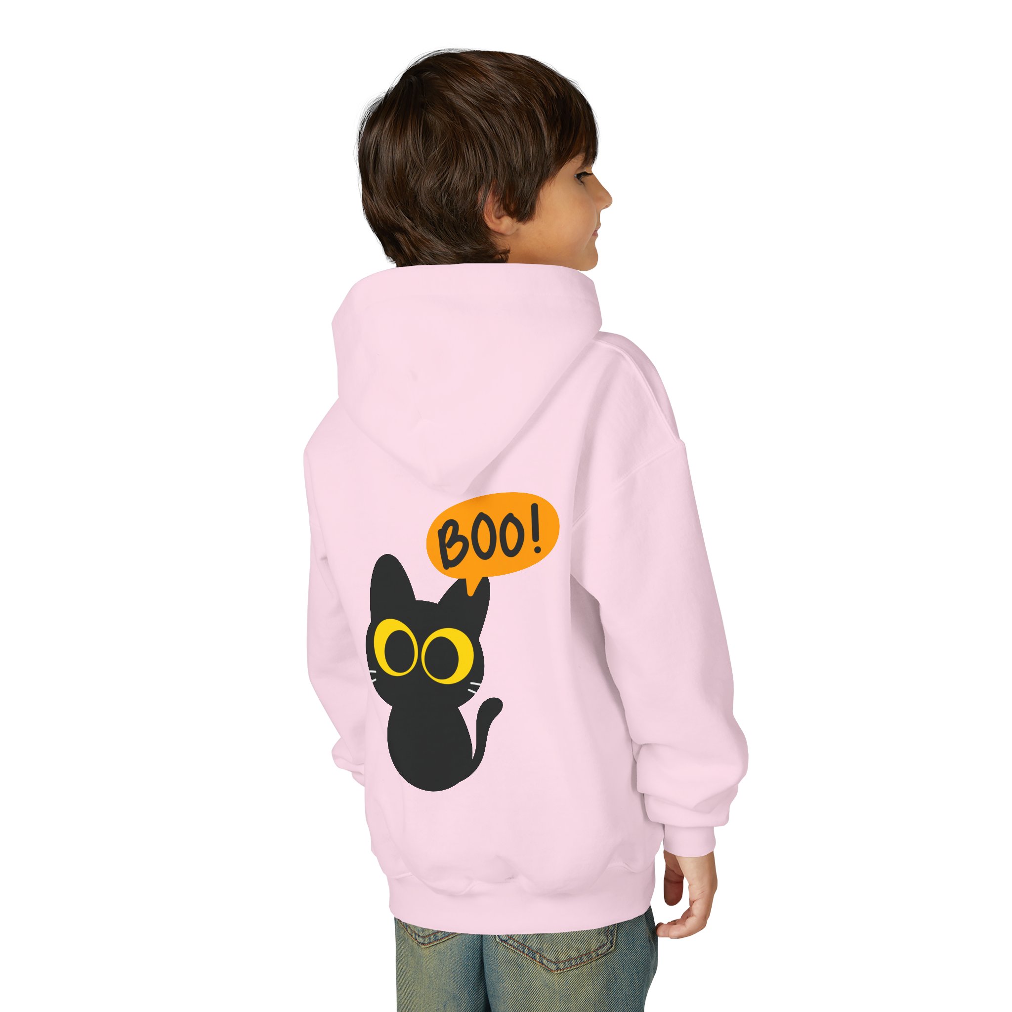 Cute Black Cat Hoodie for Kids, Halloween Sweatshirt, Youth Pullover with Boo Design, Fun Cat Lover Gift, Cozy Casual Wear - Image 74