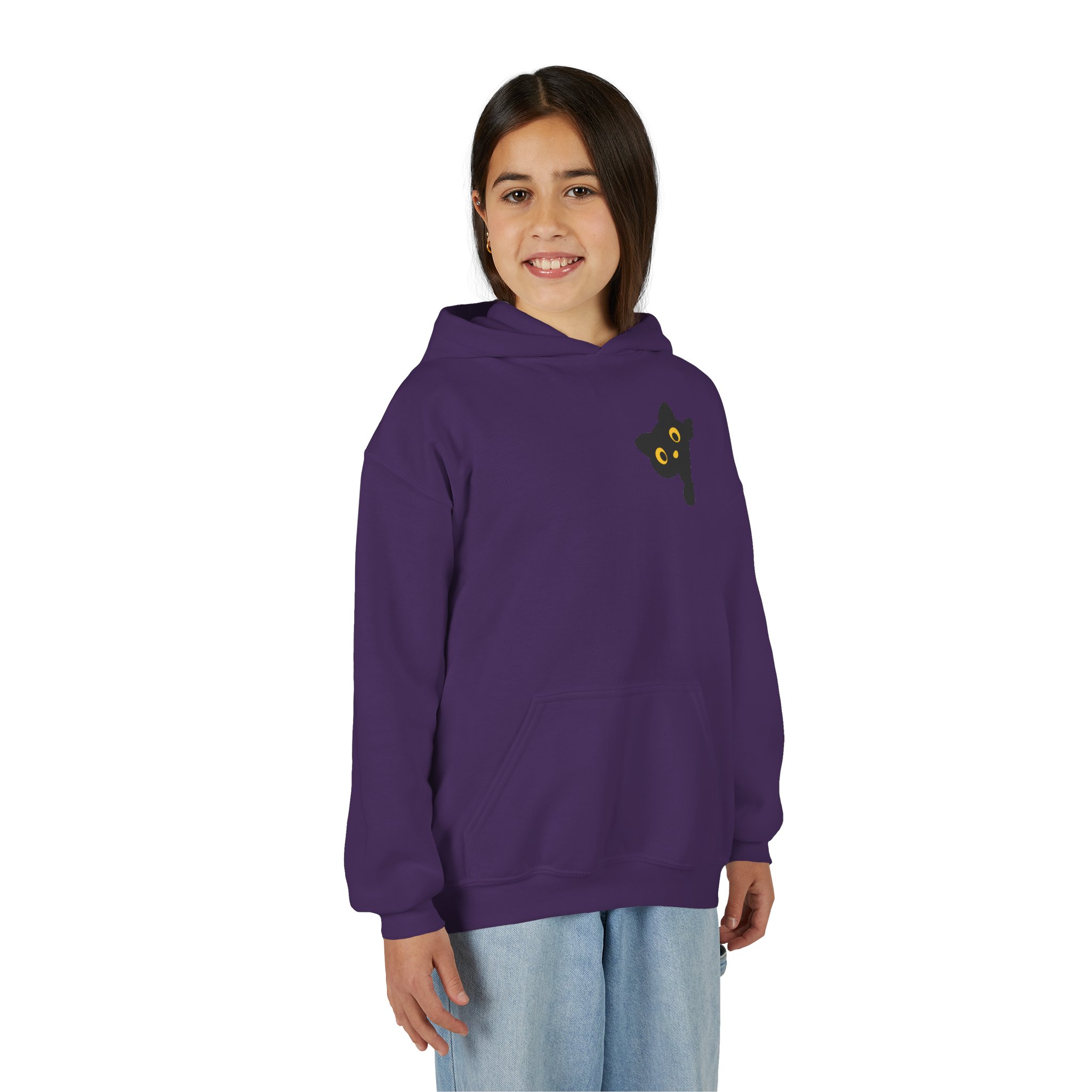 Cute Black Cat Hoodie for Kids, Halloween Sweatshirt, Youth Pullover with Boo Design, Fun Cat Lover Gift, Cozy Casual Wear - Image 68