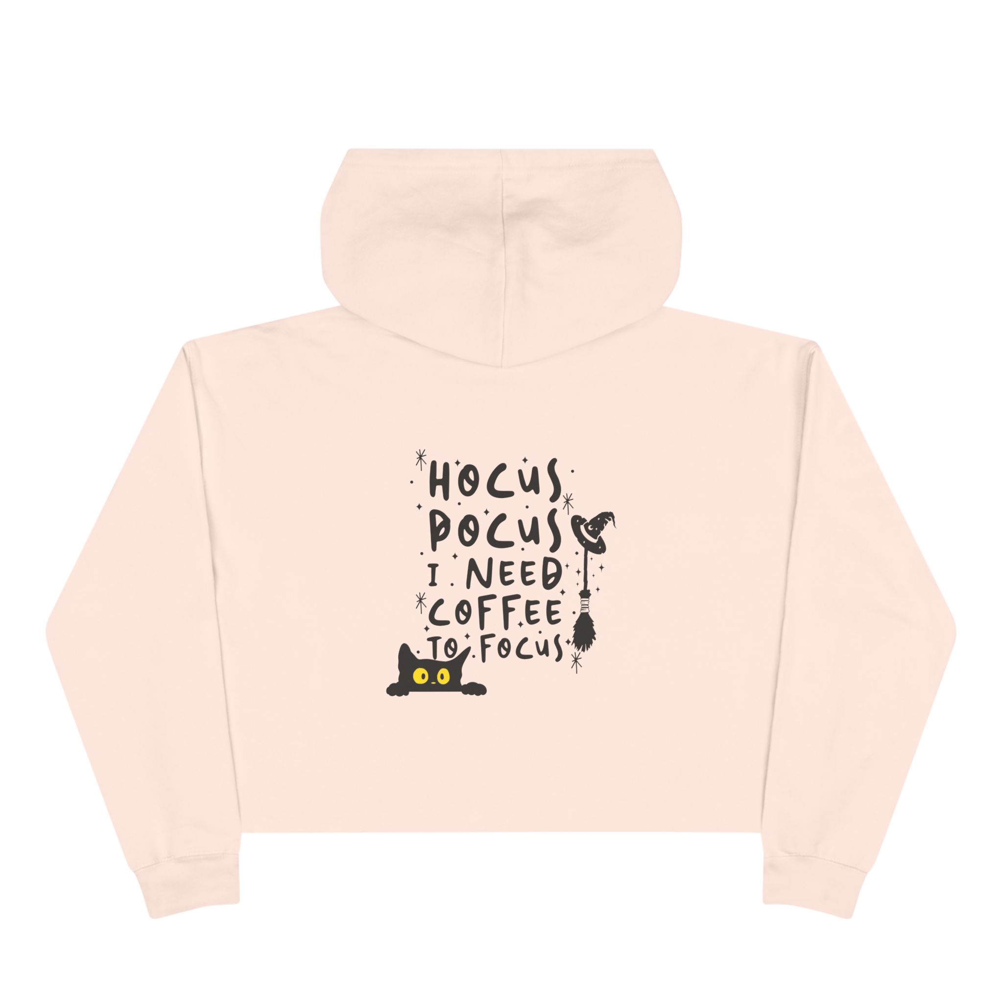 Hocus Pocus Cat Crop Hoodie, Halloween Clothing, Gift for Cat Lovers, Cozy Hoodie, Witchy Style Apparel - Image 5