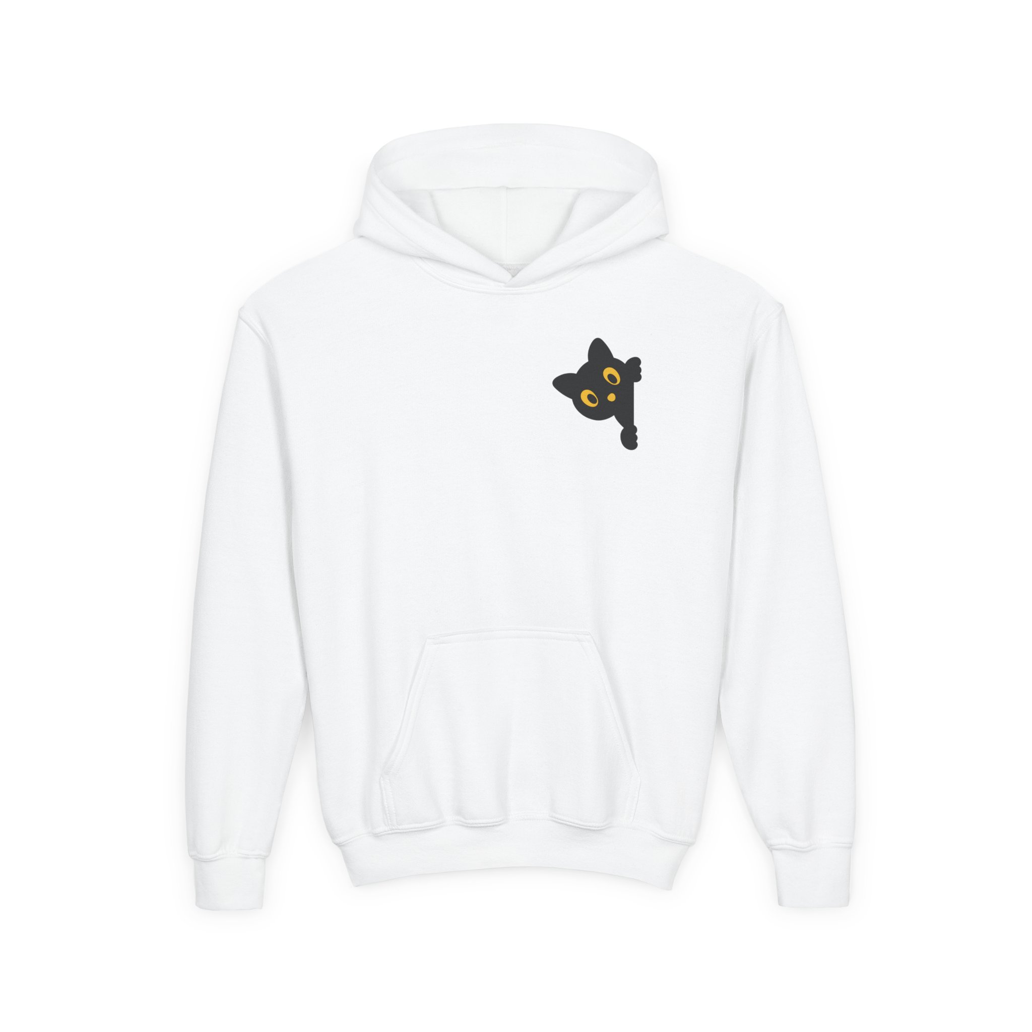Cute Black Cat Hoodie for Kids, Halloween Sweatshirt, Youth Pullover with Boo Design, Fun Cat Lover Gift, Cozy Casual Wear - Image 2