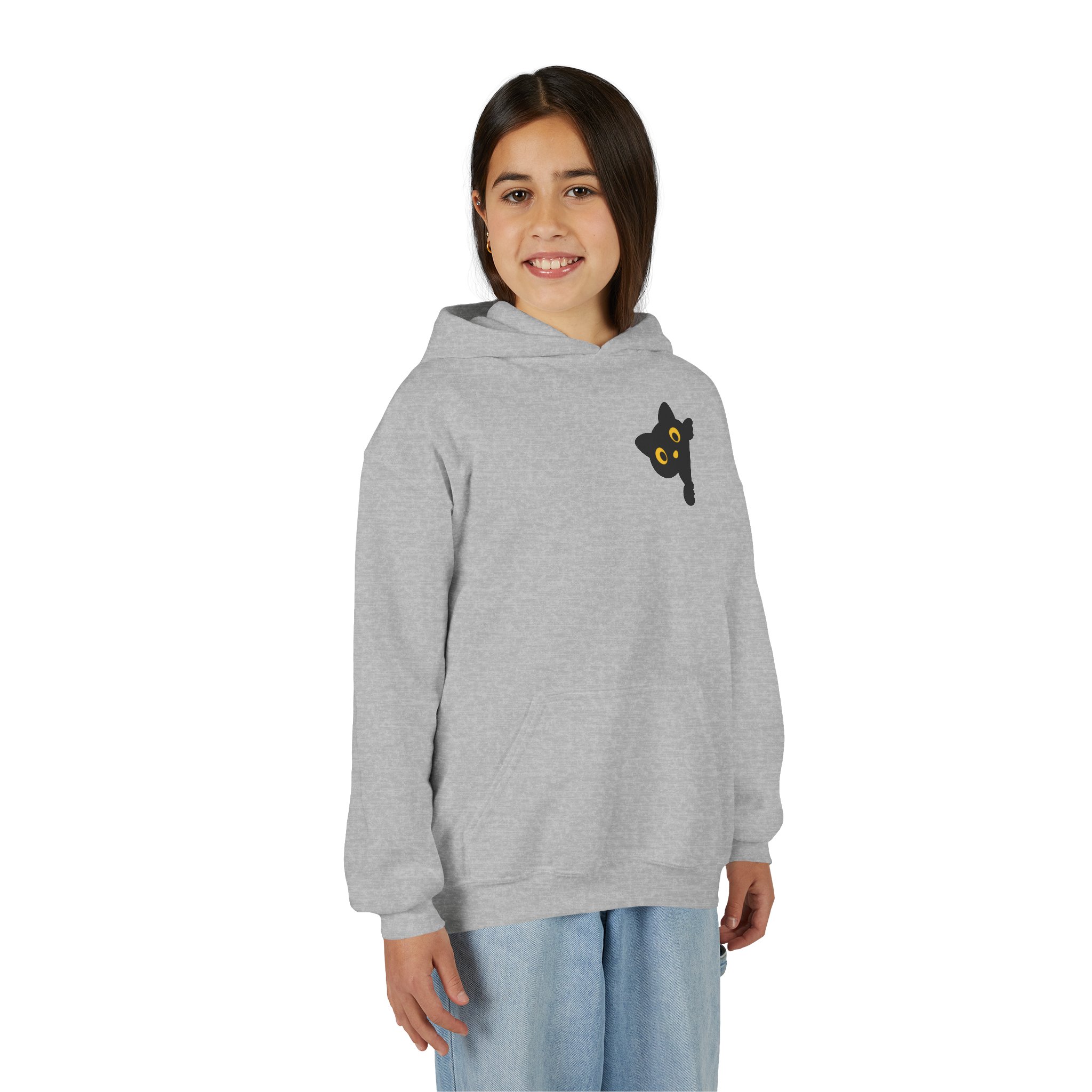 Cute Black Cat Hoodie for Kids, Halloween Sweatshirt, Youth Pullover with Boo Design, Fun Cat Lover Gift, Cozy Casual Wear - Image 19
