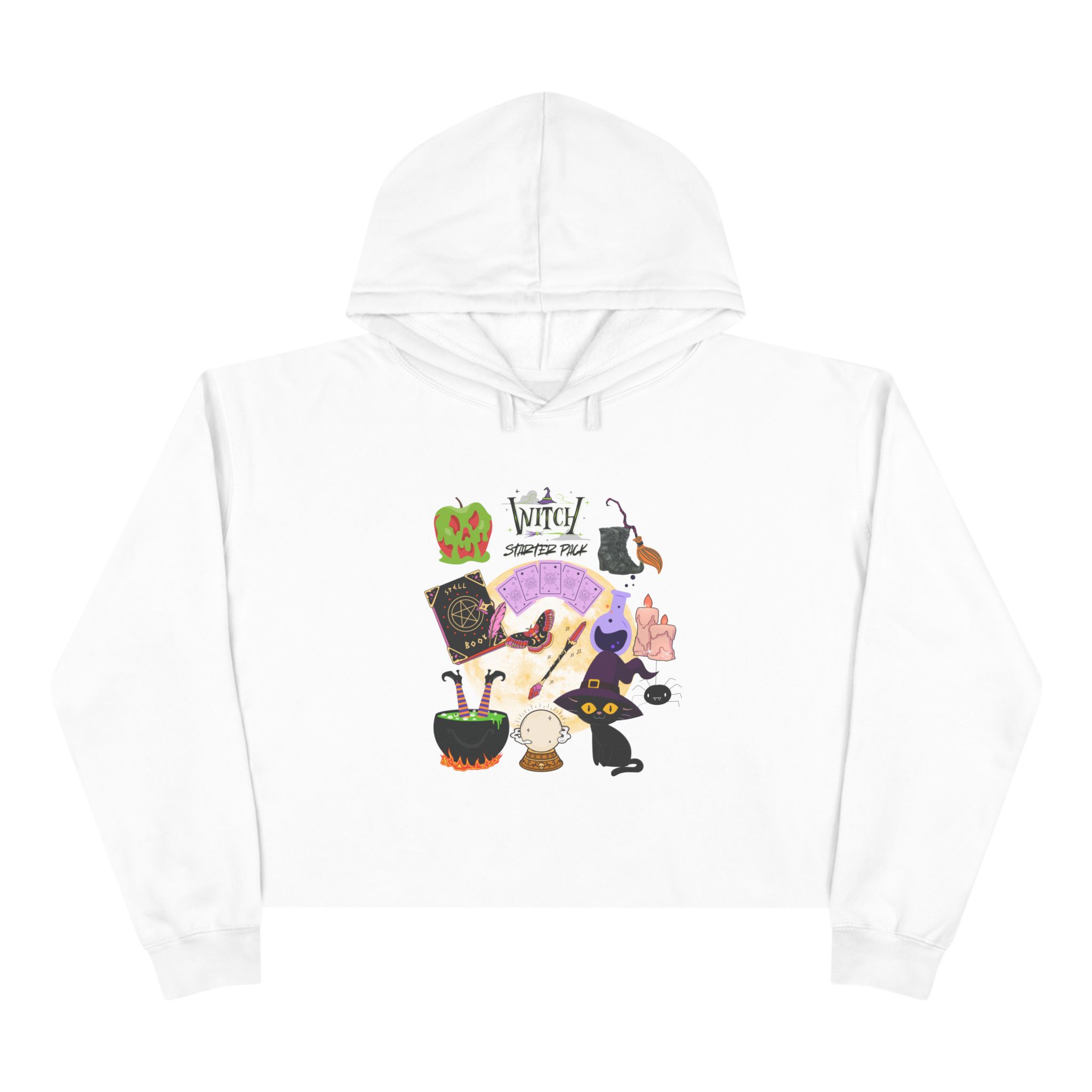 Whimsical Halloween Crop Hoodie, Spooky Sweater, Fall Fashion, Witchy Apparel, Cute Gift for Her