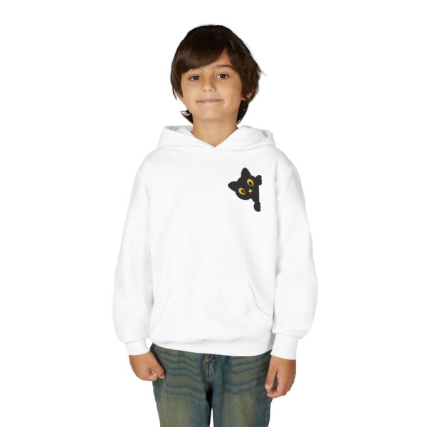 Cute Black Cat Hoodie for Kids, Halloween Sweatshirt, Youth Pullover with Boo Design, Fun Cat Lover Gift, Cozy Casual Wear - Image 3