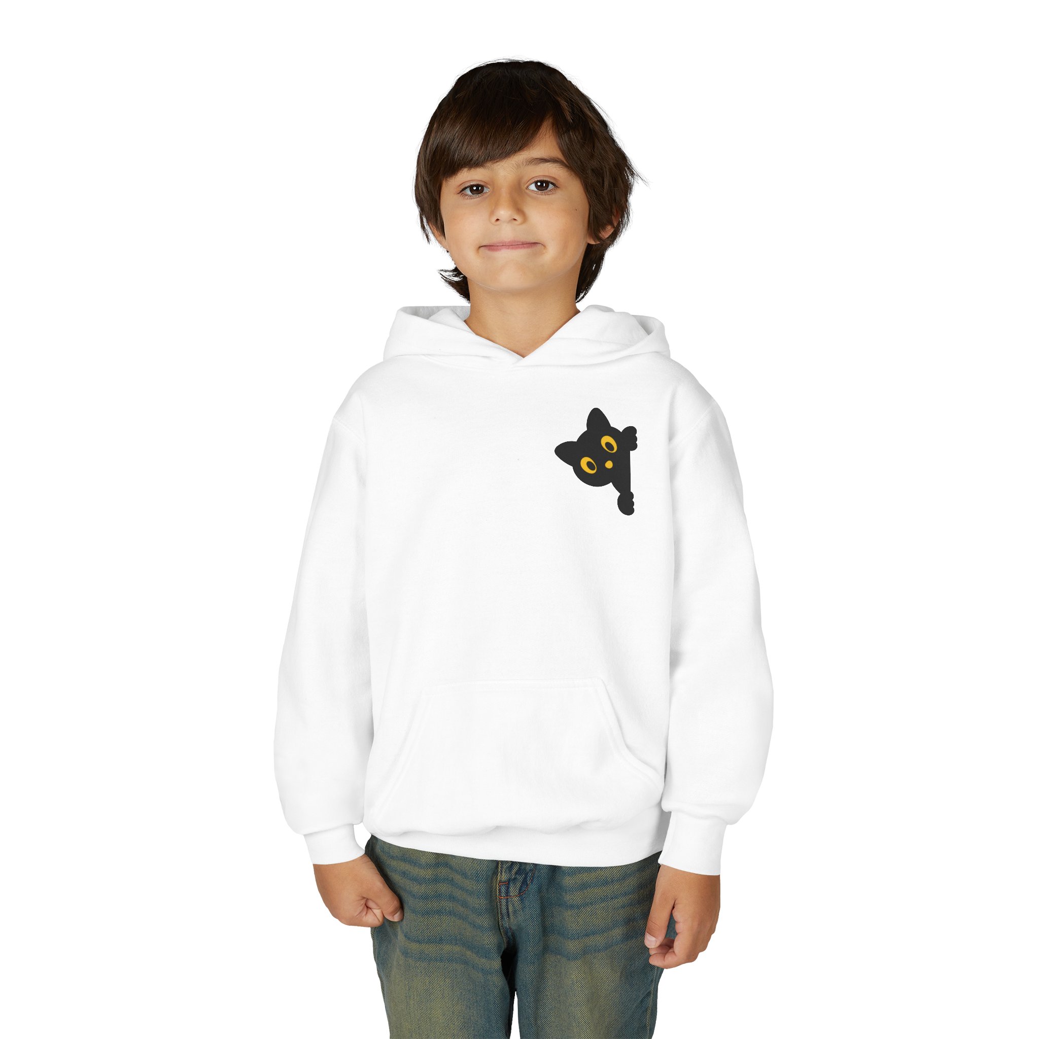 Cute Black Cat Hoodie for Kids, Halloween Sweatshirt, Youth Pullover with Boo Design, Fun Cat Lover Gift, Cozy Casual Wear - Image 3