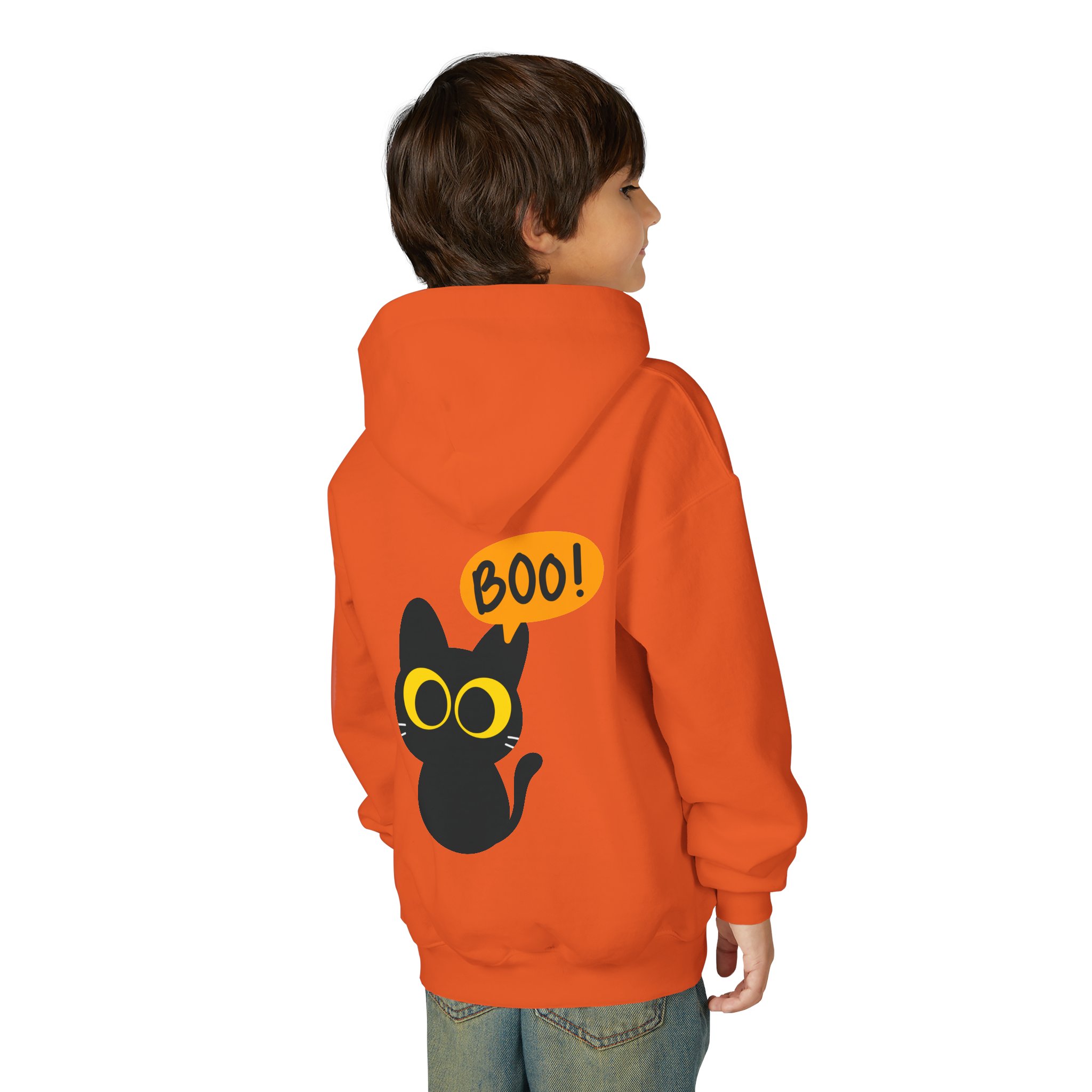 Cute Black Cat Hoodie for Kids, Halloween Sweatshirt, Youth Pullover with Boo Design, Fun Cat Lover Gift, Cozy Casual Wear - Image 32