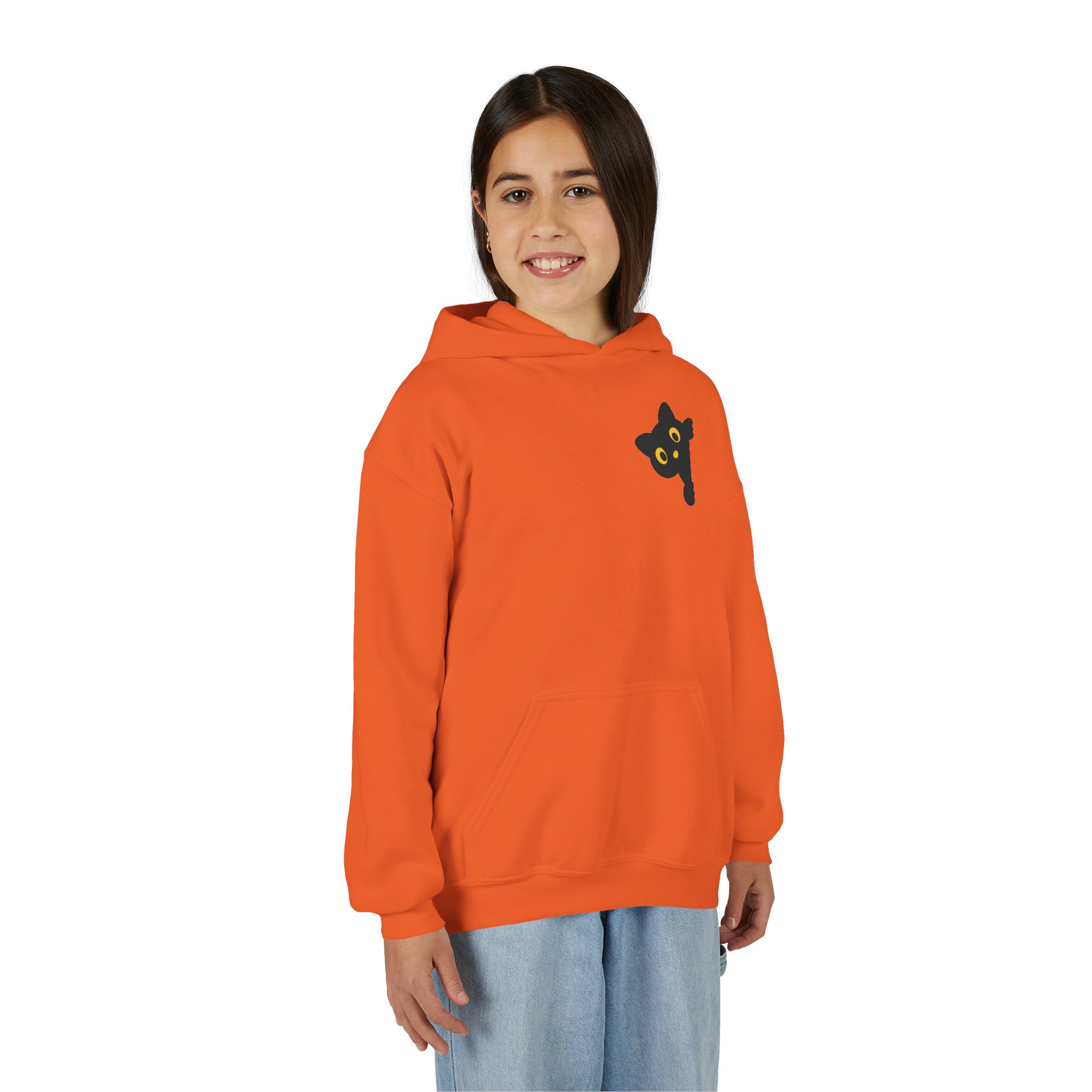 Cute Black Cat Hoodie for Kids, Halloween Sweatshirt, Youth Pullover with Boo Design, Fun Cat Lover Gift, Cozy Casual Wear - Image 33