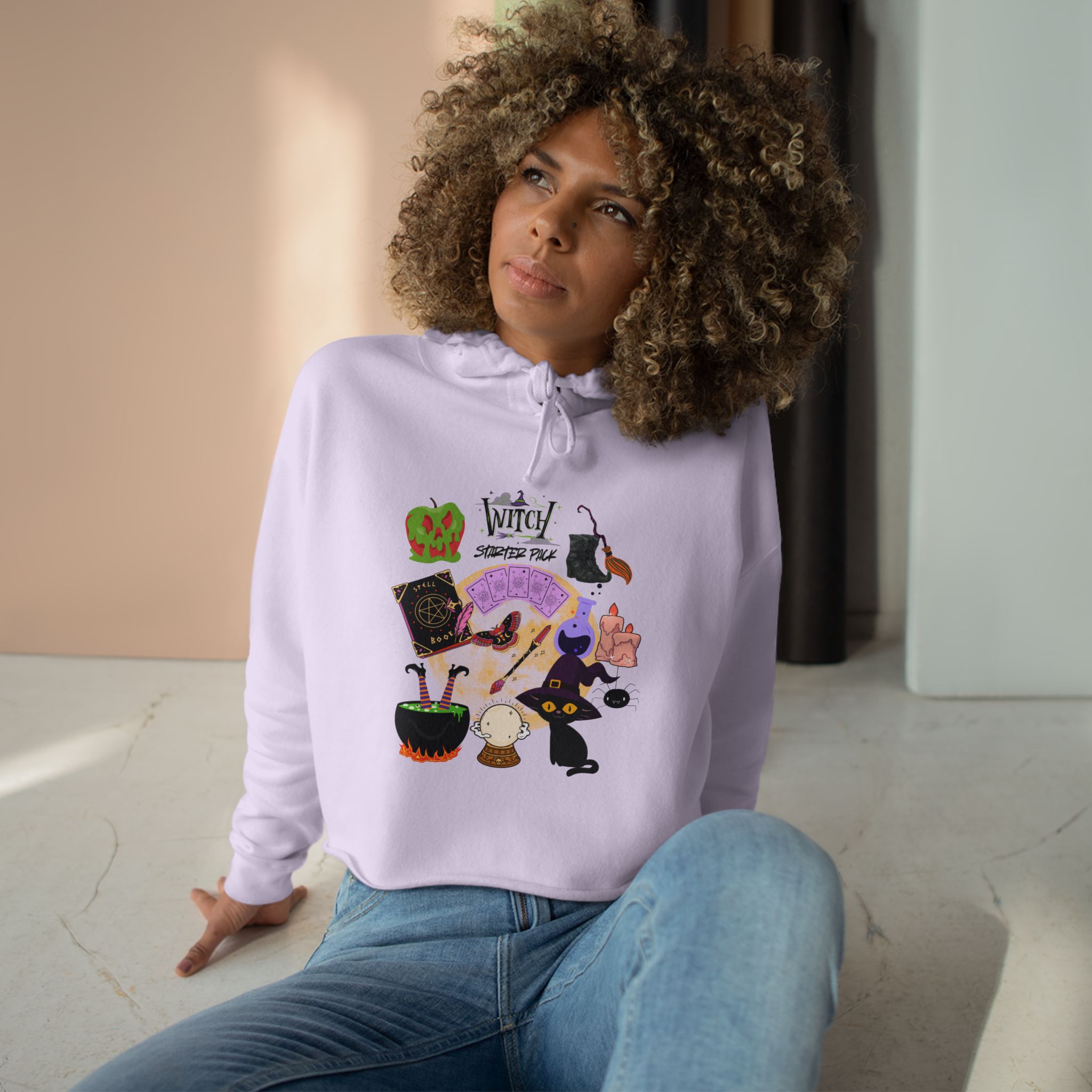 Whimsical Halloween Crop Hoodie, Spooky Sweater, Fall Fashion, Witchy Apparel, Cute Gift for Her - Image 9