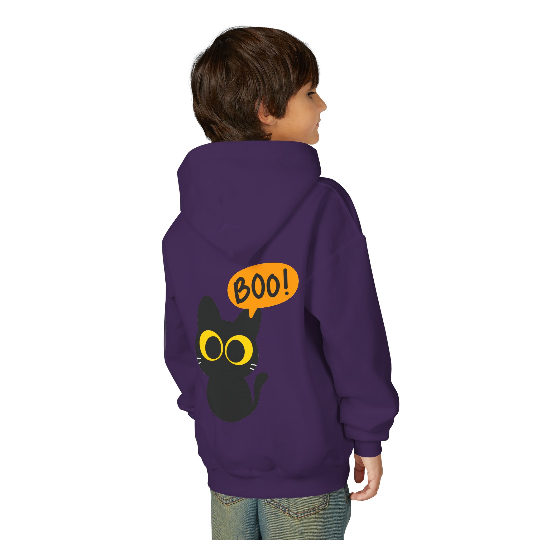 Cute Black Cat Hoodie for Kids, Halloween Sweatshirt, Youth Pullover with Boo Design, Fun Cat Lover Gift, Cozy Casual Wear - Image 67