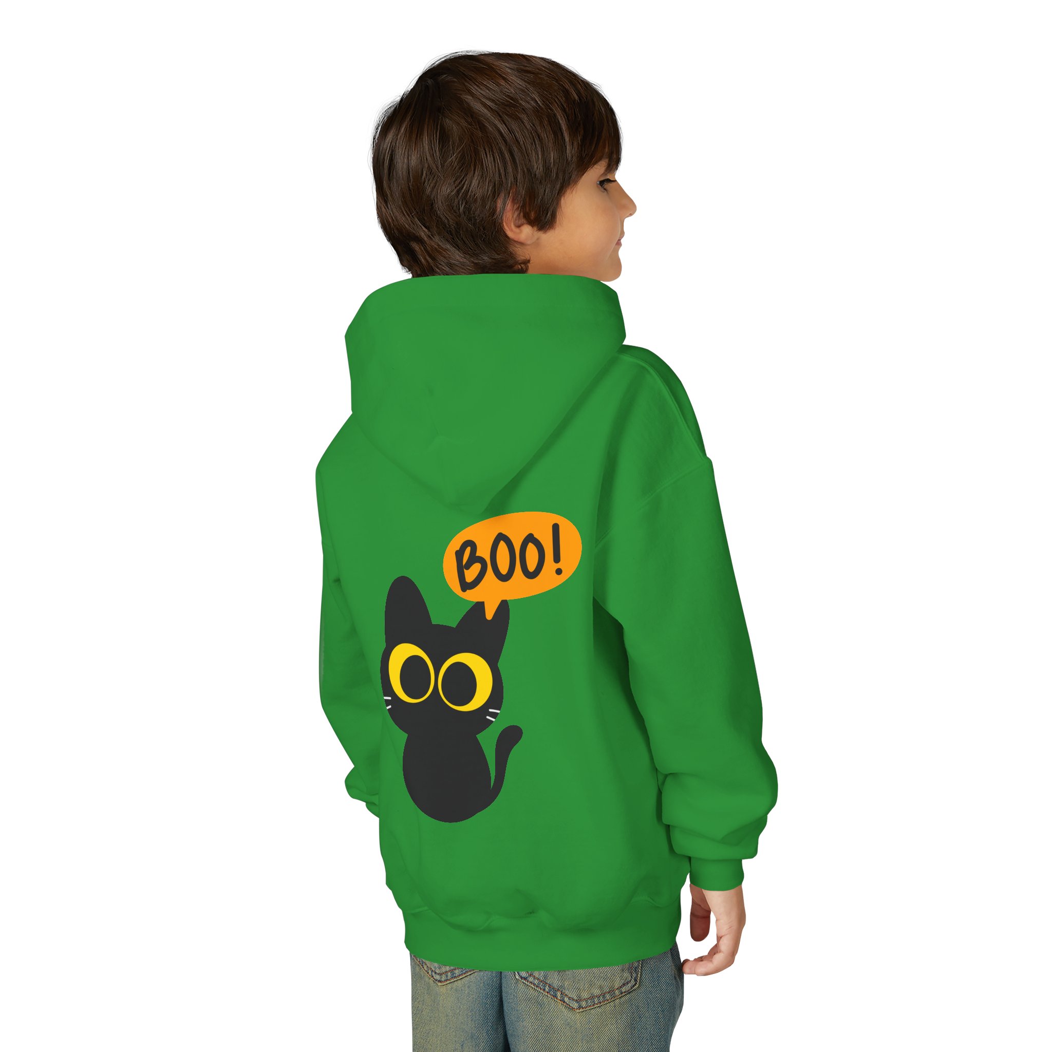 Cute Black Cat Hoodie for Kids, Halloween Sweatshirt, Youth Pullover with Boo Design, Fun Cat Lover Gift, Cozy Casual Wear - Image 39