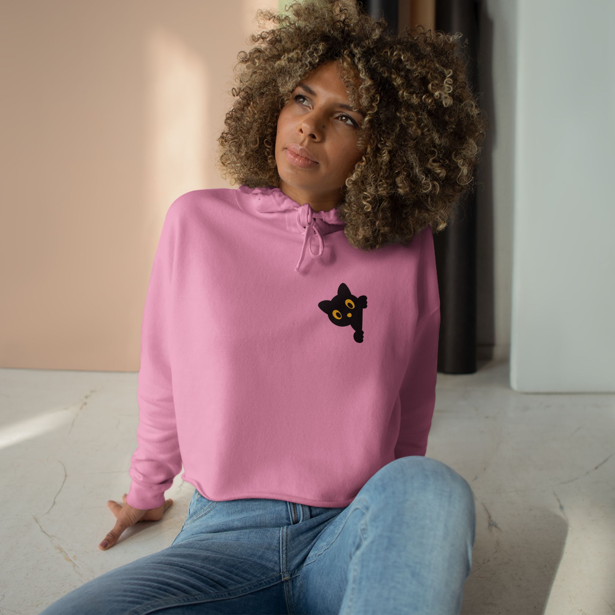 Hocus Pocus Cat Crop Hoodie, Halloween Clothing, Gift for Cat Lovers, Cozy Hoodie, Witchy Style Apparel - Image 15
