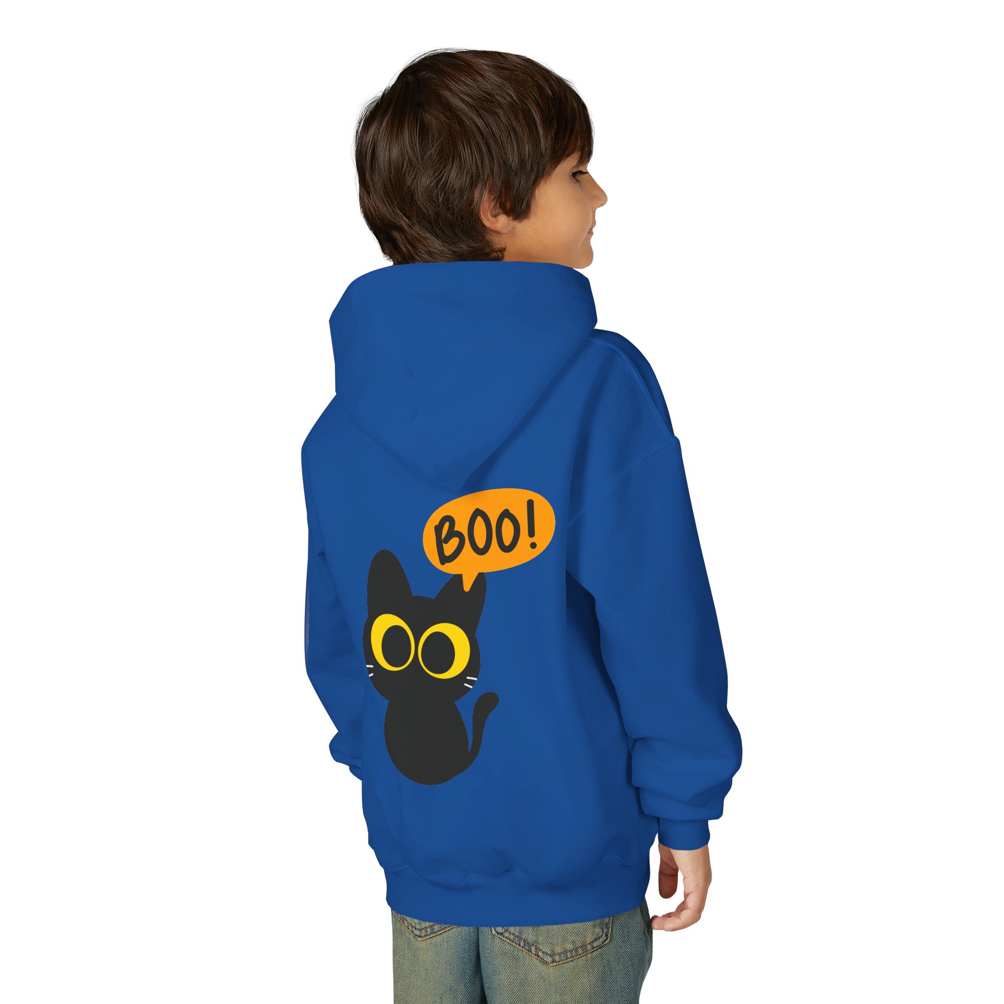 Cute Black Cat Hoodie for Kids, Halloween Sweatshirt, Youth Pullover with Boo Design, Fun Cat Lover Gift, Cozy Casual Wear - Image 60