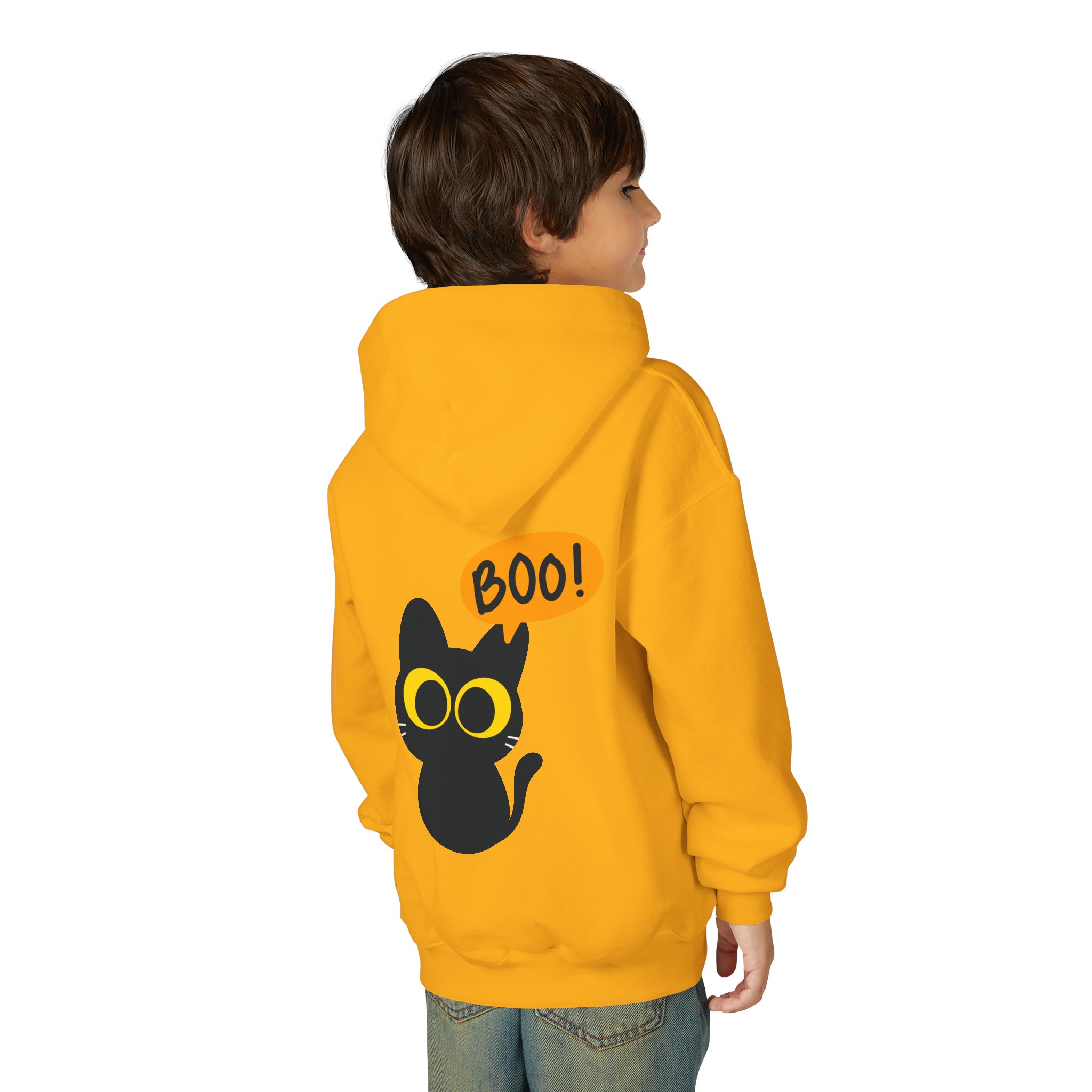 Cute Black Cat Hoodie for Kids, Halloween Sweatshirt, Youth Pullover with Boo Design, Fun Cat Lover Gift, Cozy Casual Wear - Image 25