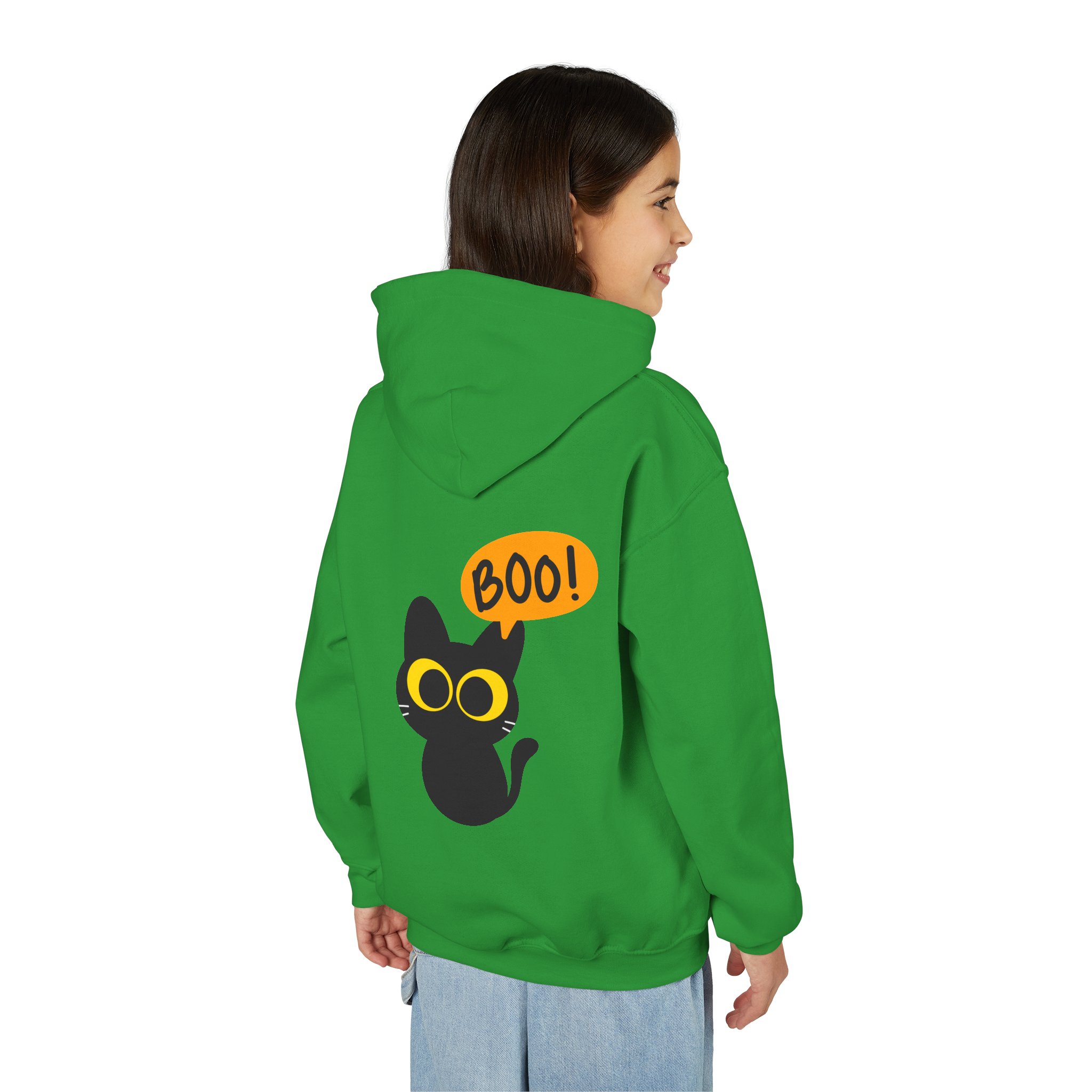 Cute Black Cat Hoodie for Kids, Halloween Sweatshirt, Youth Pullover with Boo Design, Fun Cat Lover Gift, Cozy Casual Wear - Image 41
