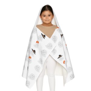 Ghost-Themed Youth Hooded Towel, Fun Bath Wrap for Kids, Halloween Gift, Cozy Pool Towel, Soft Towels for Young Children