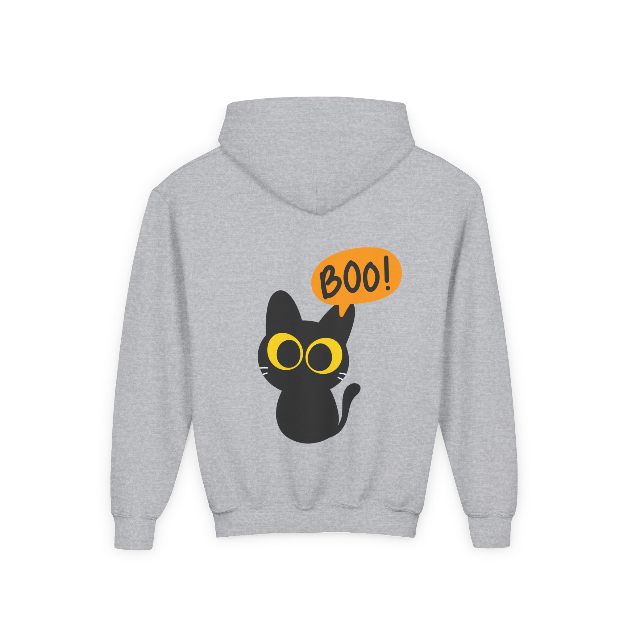 Cute Black Cat Hoodie for Kids, Halloween Sweatshirt, Youth Pullover with Boo Design, Fun Cat Lover Gift, Cozy Casual Wear - Image 16