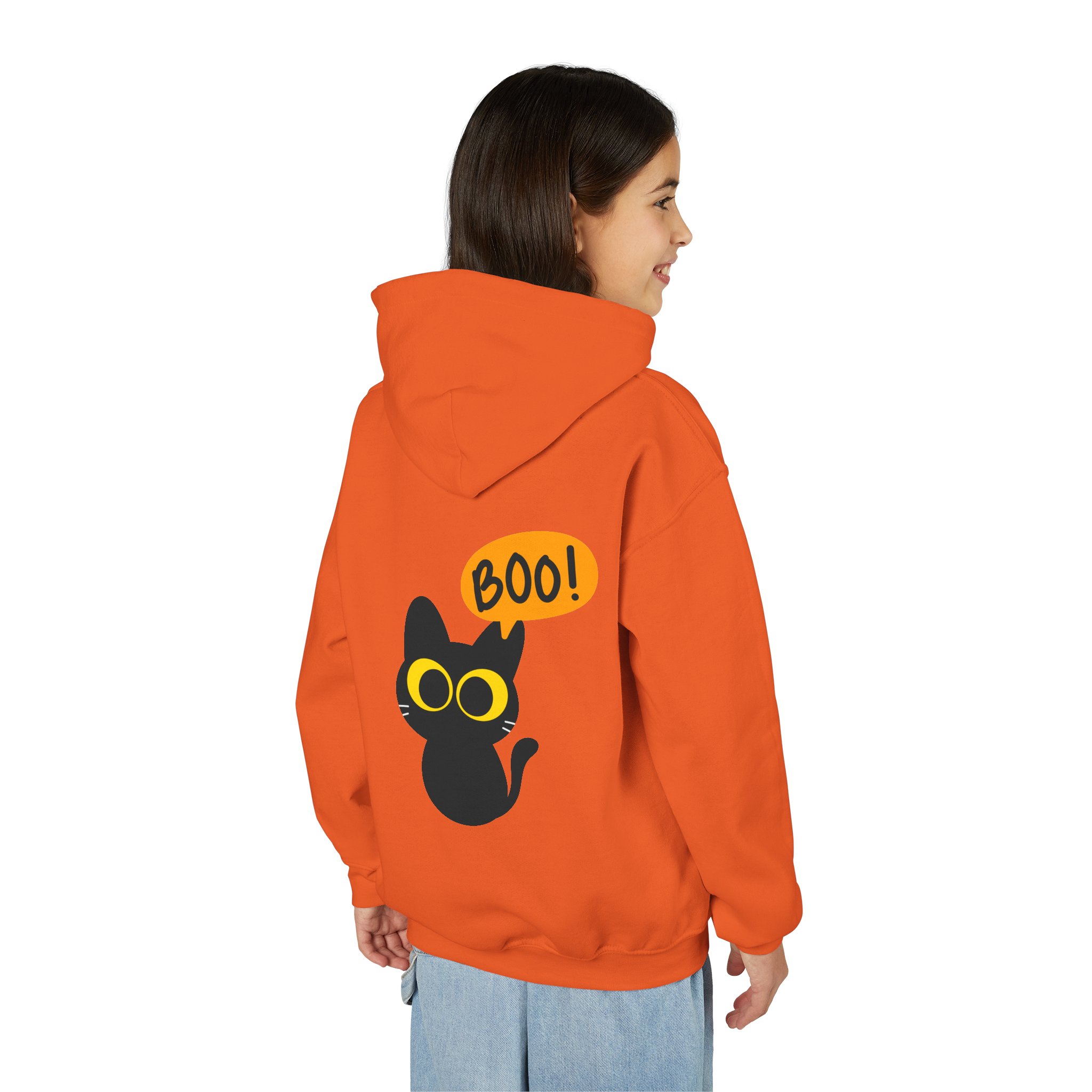 Cute Black Cat Hoodie for Kids, Halloween Sweatshirt, Youth Pullover with Boo Design, Fun Cat Lover Gift, Cozy Casual Wear - Image 34