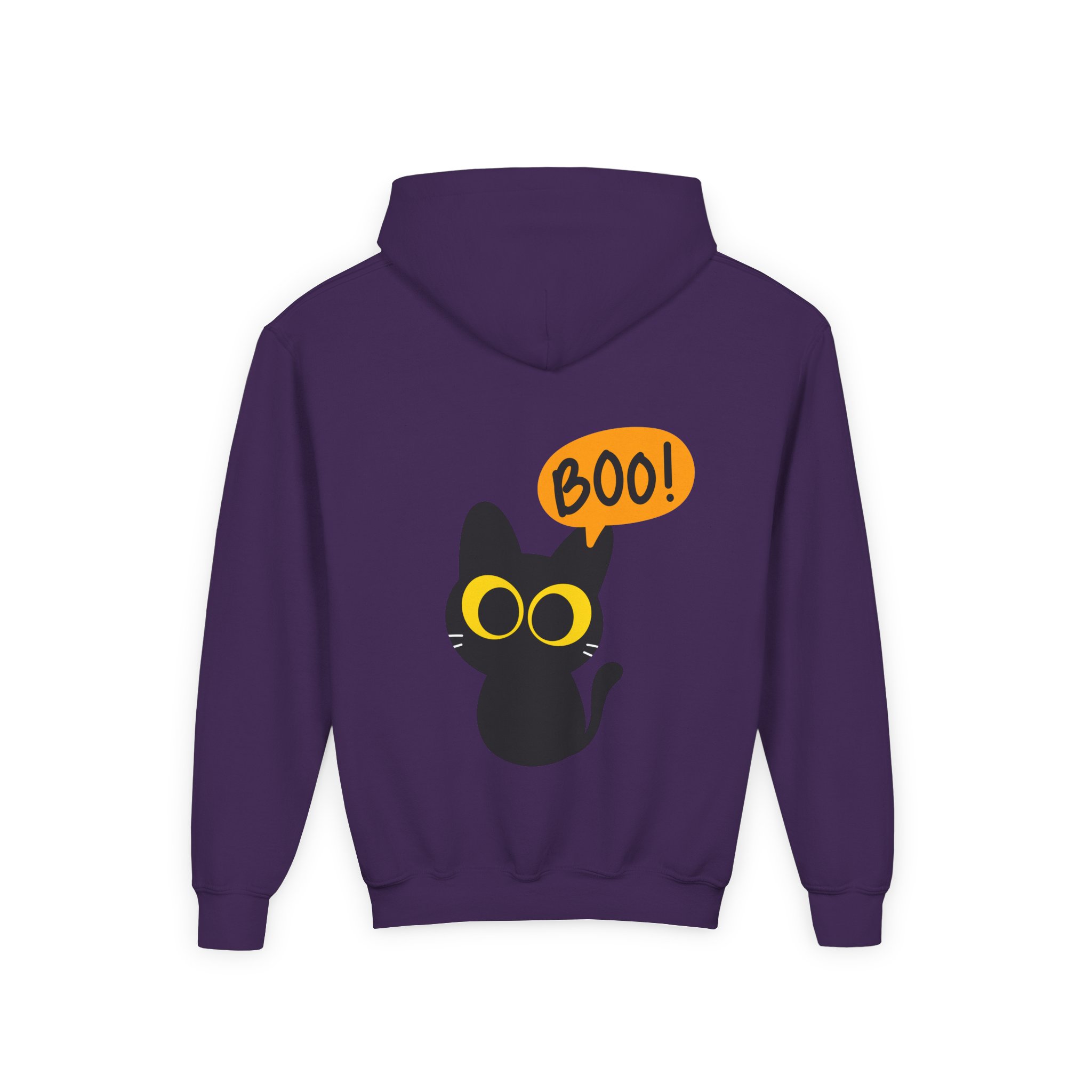 Cute Black Cat Hoodie for Kids, Halloween Sweatshirt, Youth Pullover with Boo Design, Fun Cat Lover Gift, Cozy Casual Wear - Image 65