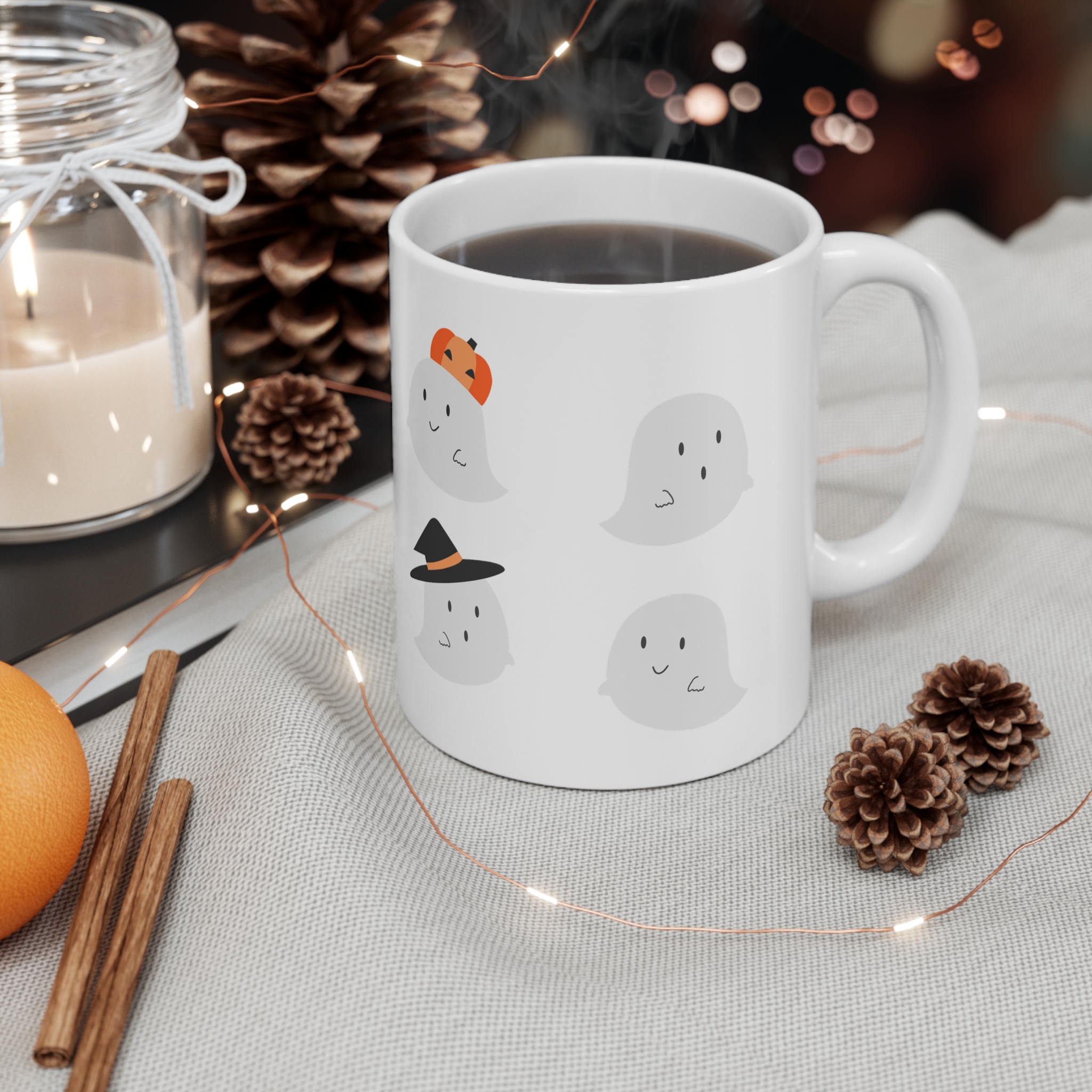 Cute Halloween Ghost Mug, 11oz Coffee Cup, Spooky Decor, Fall Gift, Trick or Treat Theme, Halloween Party Accessory - Image 4