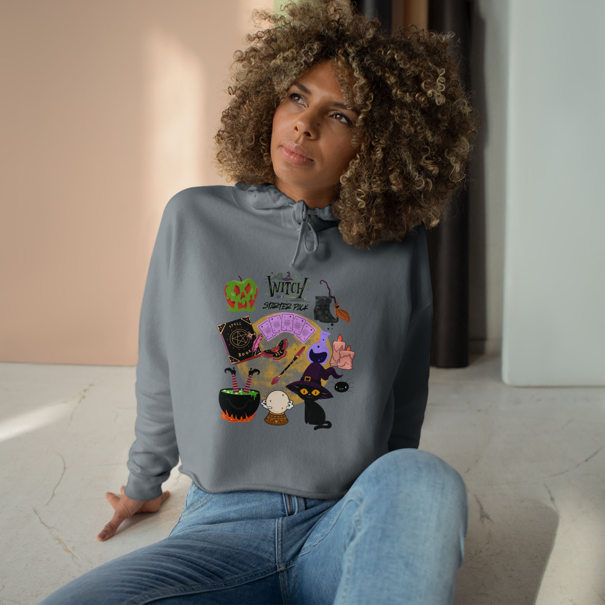 Whimsical Halloween Crop Hoodie, Spooky Sweater, Fall Fashion, Witchy Apparel, Cute Gift for Her - Image 6