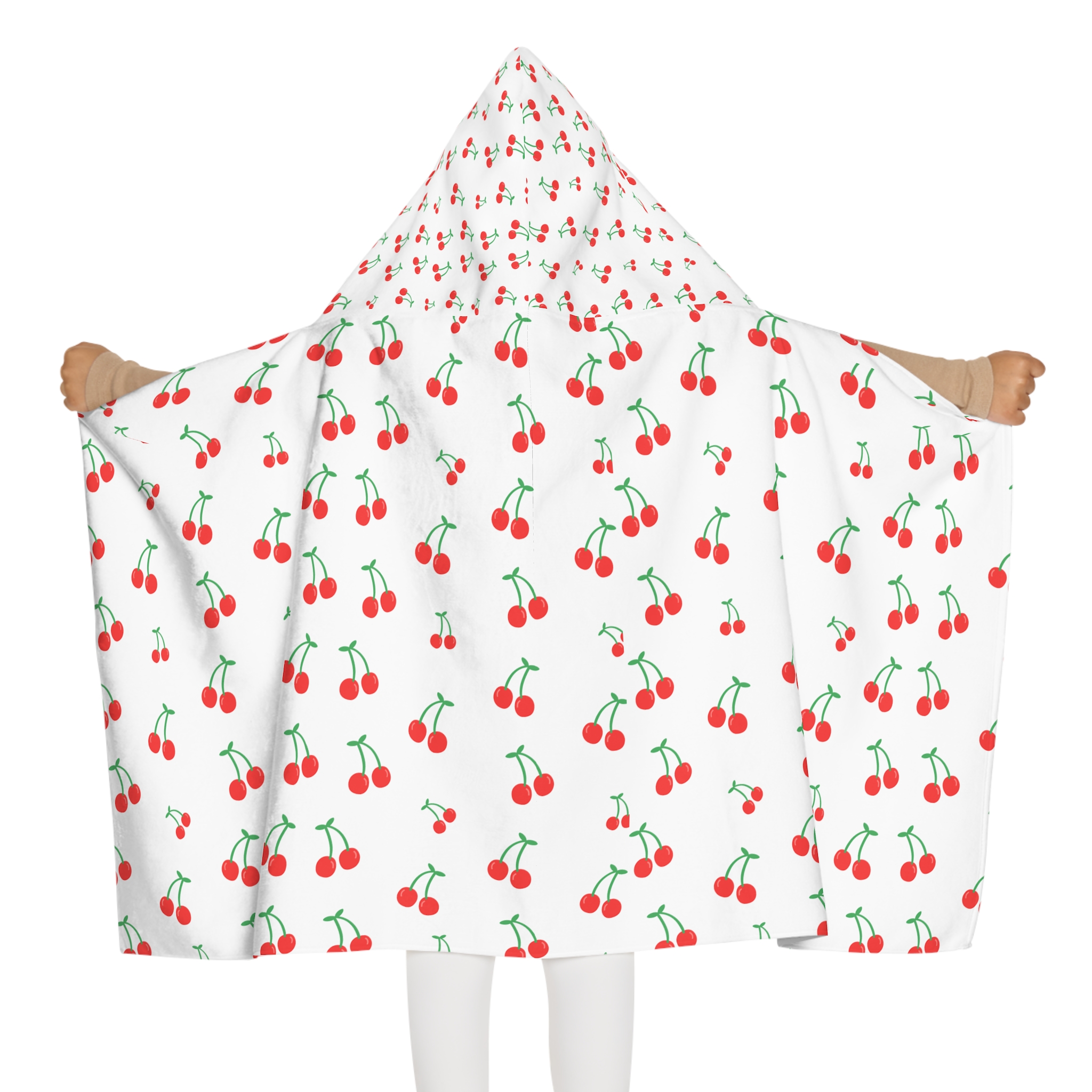 Cherry Print Youth Hooded Towel, Adorable Bath Sheet, Kids Beach Towel, Fun Pool Accessory, Gift for Summer Parties - Image 4