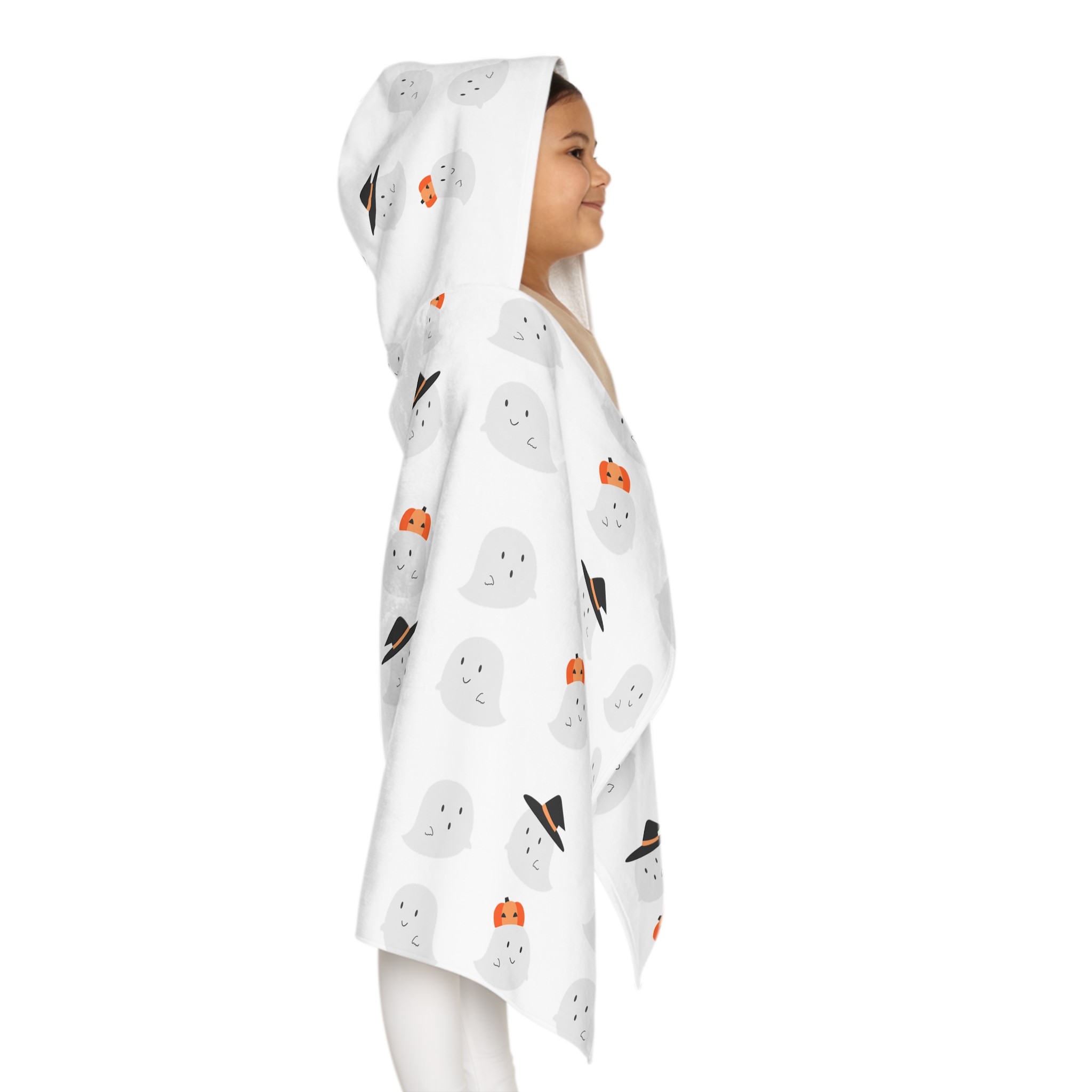 Ghost-Themed Youth Hooded Towel, Fun Bath Wrap for Kids, Halloween Gift, Cozy Pool Towel, Soft Towels for Young Children - Image 7